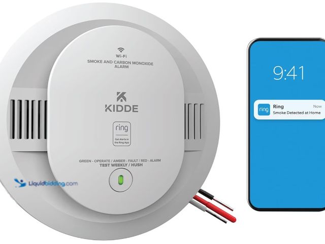 Lot 49-5574057 - Kidde Smart Smoke & CO Detector with Ring, Hardwire & AA Battery, RGCUAR-RW. B0F7N7WGWY. Unused