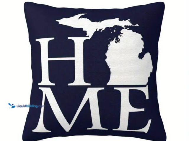 Lot 49-1975272 - New Michigan Theme. One pillow has pillow cover and insert - “HOME” - (18”x18”) and the other - “Mic...