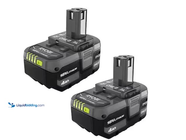 Lot 49-1575609 - RYOBI ONE+ 18V Lithium-Ion 4.0 Ah Battery (2-Pack), Model # PBP2005, Unused  Ref#AHDSB0205