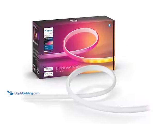 Lot 49-1576446 - Philips Hue 6.6 ft. LED Smart Gradient Color Changing Strip Light Base Kit with Bluetooth (1-Pack) M...