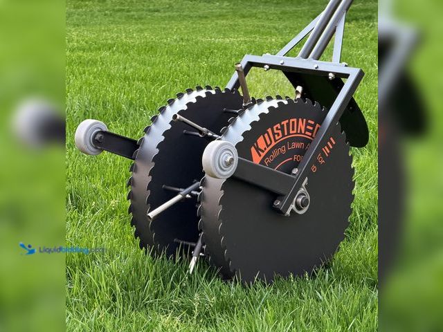 Lot 49-5556018 - Patented Rolling Lawn Aerator Manual Coring Tool Compacted Soil Loosening | Transport Mobile Wheels,...