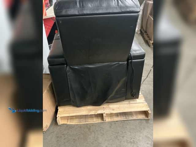 Lot 49-5544641 - *FOR PARTS/REPAIR* Polibi Home Theater Power Recliner in Black with Storage Arms, Cupholders. Model ...