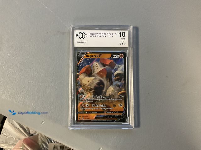 Lot 49-1505206 - COLLECTIBLE WOW GRADED CARD! 2020 SWORD AND SHEILD REGIROCK V 104/202 BCCG 10 GEM MINT AMAZING CARD ...