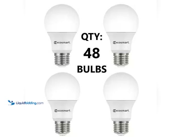 Lot 49-3614464 - Lot of (12) packs of Ecosmart 100-Watt Equivalent A19 Non-Dimmable LED Light Bulb Daylight (4-Pack),...