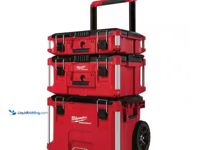 Lot 49-1557615 - Milwaukee PACKOUT 22 in. Rolling Tool Box, 22 in. Large Tool Box and 22 in. Medium Tool Box ProSyste...