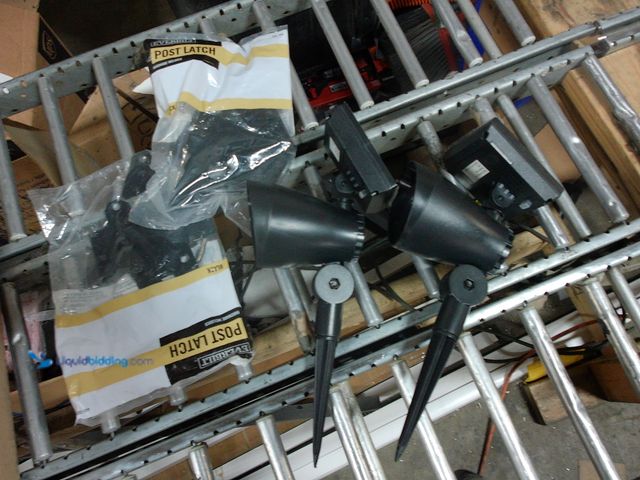 Lot 49-1549297 - (2) Hampton Bay 55 Lumen Black LED Weather Resistant Outdoor Solar Spot Light with Adjustable Head, ...