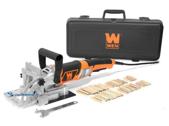 Lot 49-2006088 - WEN 8.5 Amp Plate and Biscuit Joiner with Case and Biscuits, Model # JN8504, Unused, Has attachments...