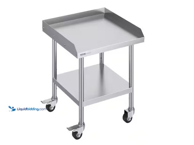 Lot 49-1622833 - VEVOR 24 in. x 24 in. x 30 in. Commercial Stainless Steel Kitchen Prep Table with 4 Wheels Casters 3...