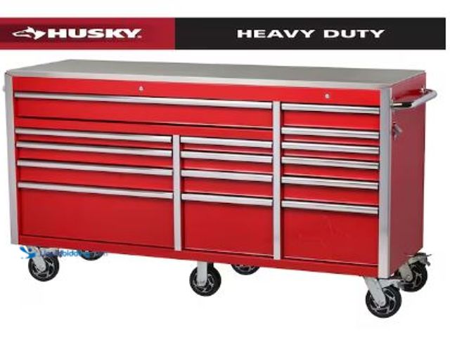 Lot 49-1522361 - Husky
72 in. W x 24 in. D Heavy Duty 15-Drawer Mobile Workbench Cabinet with Stainless Steel Top in...