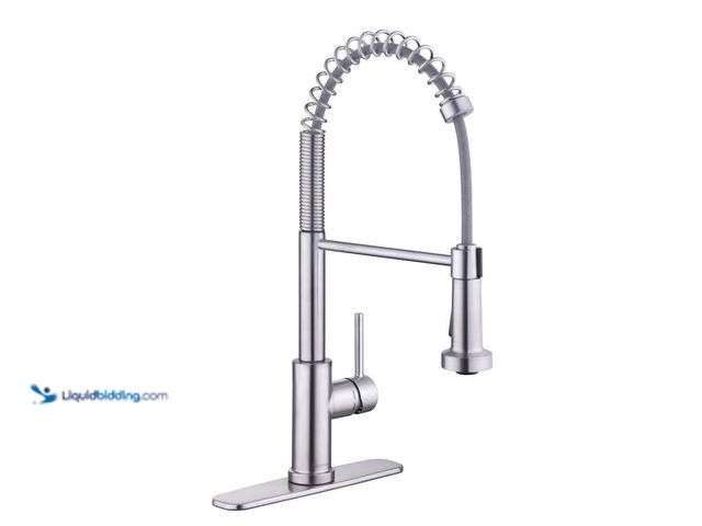 Lot 49-5410881 - Glacier Bay Paulina Single-Handle Spring Neck Pull Down Sprayer Kitchen Faucet in Stainless Steel. [...