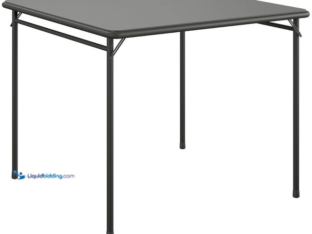 Lot 49-2026264 - Cosco Square Vinyl Top Folding Dining or Card Table, 1-Pack, Black. Model # B00SOWJUO8. Unused.  Ref...