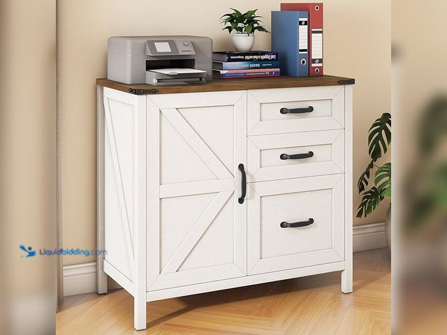 Lot 49-1568818 - Halitaa Lateral File Cabinet with 3 Drawers, Farmhouse File Cabinet for Letter/A4 Size Hanging Files...