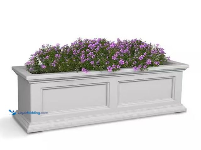 Lot 49-1630894 - Mayne Fairfield 36 in. x 11 in. Self-Watering White Polyethylene Window Box, Model # 5822W, Unused, ...