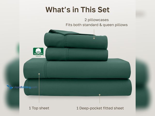 Lot 49-5539612 - California Design Den Soft 100% Cotton Sheets Queen Size Set, 400 Thread Count Good Housekeeping Awa...