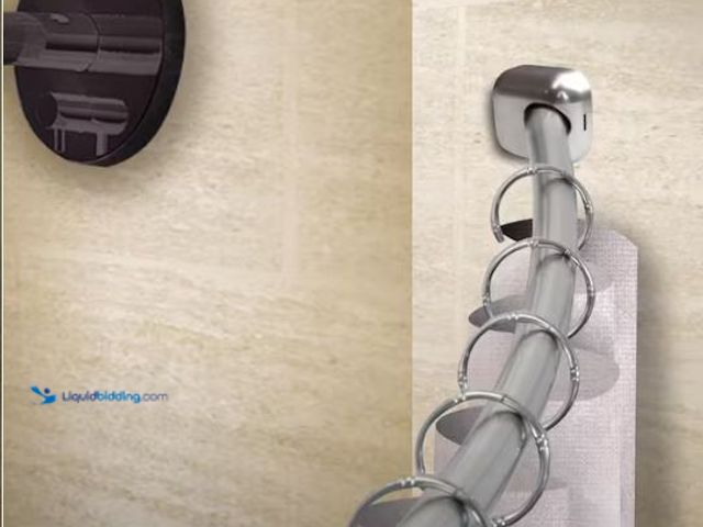 Lot 49-1569545 - Rod Desyne 41-72 in. Curved Shower Curtain Rod with Rust Prevention in Satin Nickel, Model # SHR41-5...