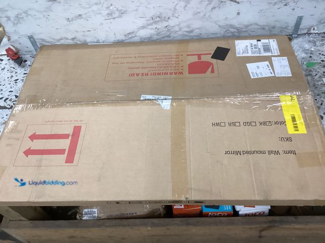 Lot 49-5486426 - Framed Wall Mounted Mirror (Black) Item is unused