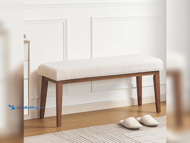 Lot 49-1557153 - KINMARS Upholstered Bench for Bedroom End of Bed,42.5-inch Entryway Bench for Living Room, Dining Be...