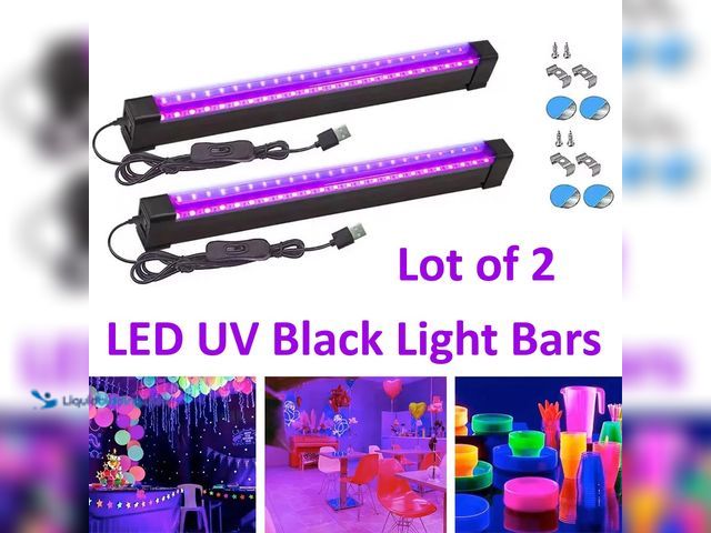 Lot 49-3481283 - Lot of 2 LED Ultra-Violet 12.67" Black Light Bar - NEW - A cool addition to any room.  Each Light Ba...