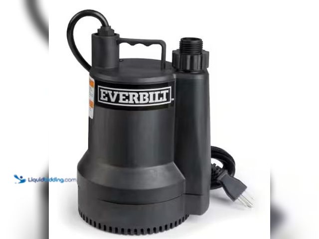 Lot 49-2022744 - Everbilt 1/6 HP Plastic Submersible Utility Pump, Model # SUP54-HD, MSRP $69, Slightly used, Unable ...