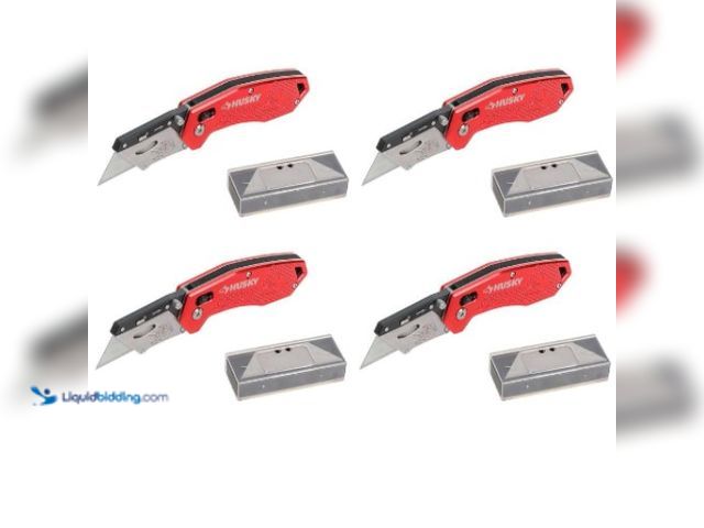 Lot 49-3616530 - Husky (4-PaCk) Rapid Lock Utility Knife with 10 Blades Each - Unused - Model # 1009513006