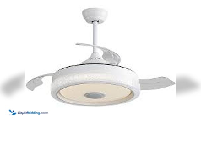 Lot 49-5489046 - Yardreeze 42-in White with White Blades Flush Mount Smart Ceiling Fan With Light and Remote Control ...