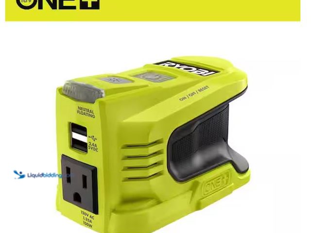 Lot 49-1568464 - RYOBI 18V ONE+ 150-Watt Portable Battery Inverter Power Source (Tool Only) Model # RYi150BGA, Unused...