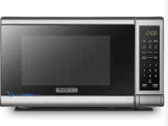 Lot 49-1549183 - BLACK+DECKER 0.7 cu. ft. 700 Watt Compact Countertop Microwave in Stainless Steel with Safety lock, ...