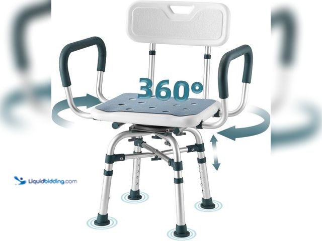 Lot 49-5554467 - Swive Shower Chair with Arms and Back, 500 lbs Heavy Duty Shower Seat for Inside Shower Stall and Ba...