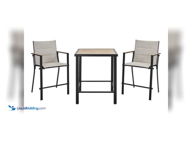 Lot 49-2021773 - StyleWell Longview 3-Piece Metal Outdoor Counter Height Dining Set With Padded Sling. Model # SH25S3...