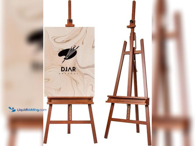 Lot 49-3564622 - DJAR Large Floor Studio Art Easel for Painting, Sturdy and Durable, Walnut | Adjustable Artist Easel...