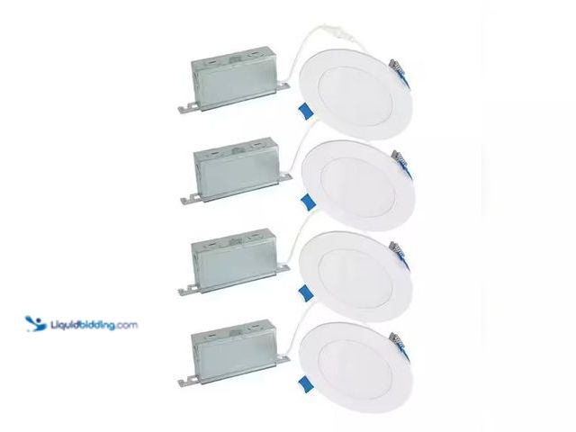 Lot 49-5573286 - HALO
4-Pack HLBSL 4 in. Adjustable Canless Integrated LED Recessed Light, 600 Lumens, 5CCT, White, ...