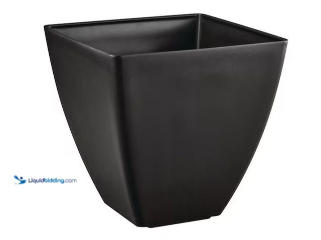 Lot 49-1547727 - Vigoro 13 in. Tallulah Black Modern Recycled Materials Slate Square Planter (13 in. L x 13 in. W x 1...