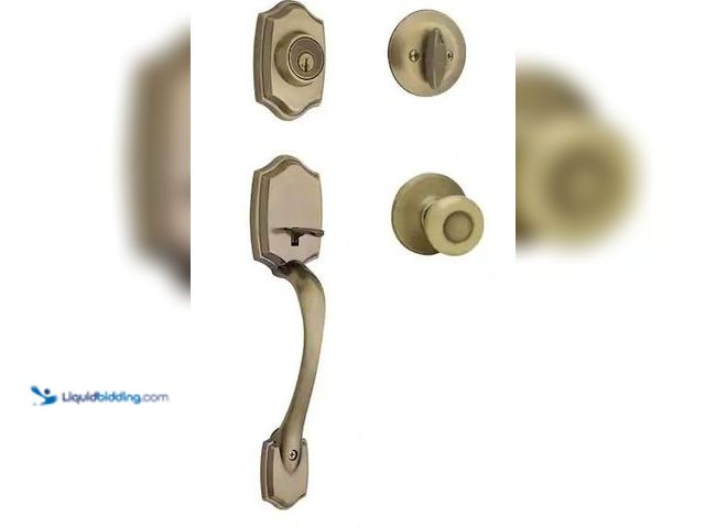 Lot 49-5460462 - Kwikset
Belleview Antique Brass Single Cylinder Door Handleset with Tylo Door Knob Featuring SmartK...
