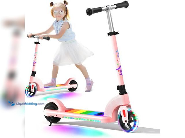 Lot 49-5463360 - ANHAO Electric Scooter for Kids Ages 6-12 (Mainly 6-10), Kids Electric Scooter with Adjustable Heigh...