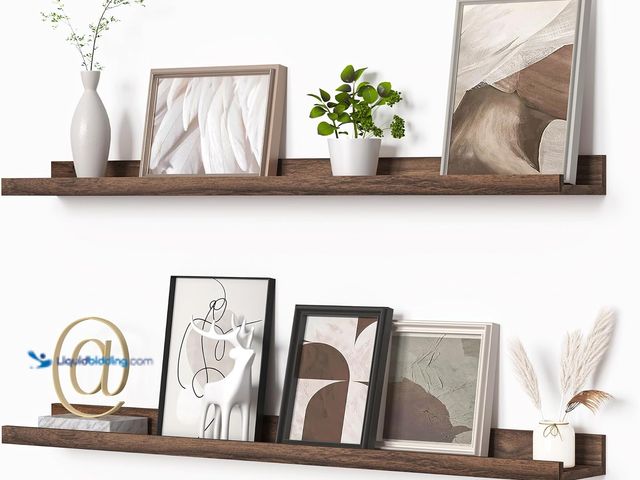 Lot 49-3564409 - Heimlove Picture Ledge Shelf, Floating Shelves Set of 2, 36 Inches Picture Shelf for Wall with Ledge...