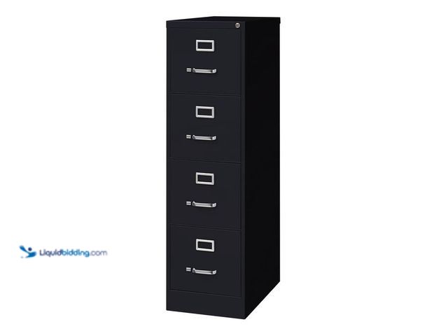 Lot 49-5414238 - Hirish 25 in. D 4-Drawer Black Metal Letter Width 15 in. W Vertical File Cabinet Commercial Grade, M...