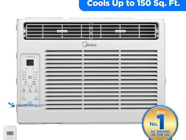 Lot 49-3564438 - Midea 5,000 BTU Window Air Conditioner, Cools Up To 150 Sq Ft, Remote, Programmable Timer, White. Un...