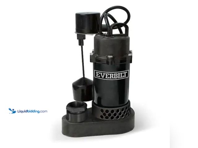 Lot 49-2006600 - Everbilt 1/2 HP Aluminum Submersible Sump Pump Vertical Switch, Model # HDSP50V, Slightly used, Has ...