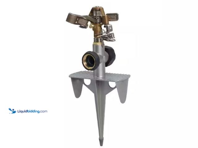 Lot 49-3631207 - Orbit Heavy-Duty Adjustable Brass Impact Sprinkler on Heavy-Duty Zinc Spike, Model # 56348, Slightly...