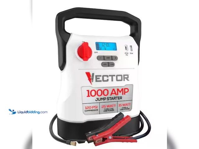 Lot 49-1550249 - VECTOR 1000 Amp Jump Starter, Compressor, USB Power, Model # VECJ1C, Slightly used, Tested works, No...