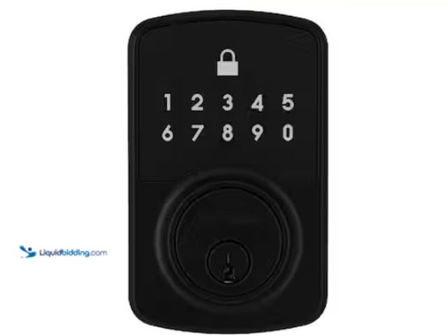 Lot 49-1547576 - Defiant Square Compact Matte Black Electronic Single Cylinder Deadbolt Wi-Fi Enabled Powered by Hubs...