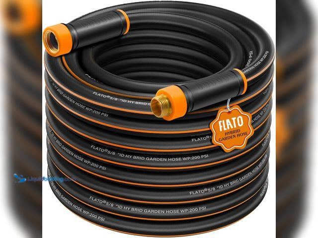 Lot 49-5406916 - FLATO Garden Hose 5/8" x 100FT, Light Weight and Flexible, All Weather Use, Hybrid Polymer Water Hos...