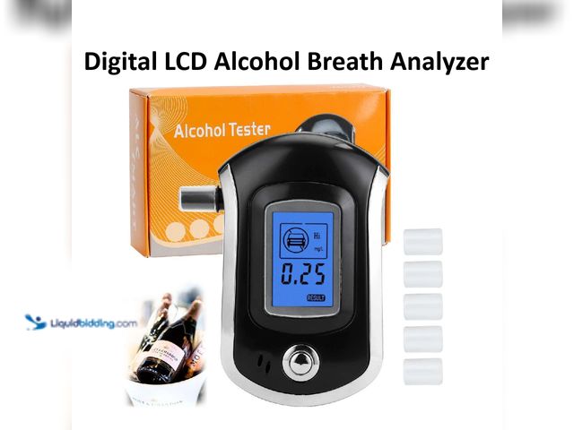 Lot 49-5434350 - Digital LCD Alcohol Breath Analyzer - NEW - This breath alcohol tester breathalyzer device provides ...