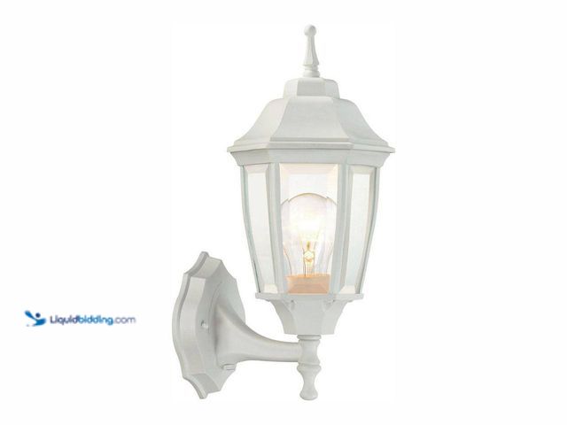 Lot 49-5416203 - Hampton Bay 14.37 in. White Dusk to Dawn Decorative Outdoor Wall Light Lantern Sconce. [Model # G147...