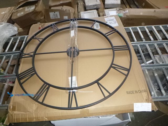 Lot 49-3465263 - 35 Inch Extra Large Modern Wall Clock, Oversize Rustic Round Nearly Silent Battery Operated, Black M...