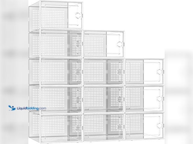 Lot 49-5410302 - X-Large Shoe Storage Boxes Organizers Clear Plastic Stackable 12 Pack, Shoe Rack & Holder Substitute...