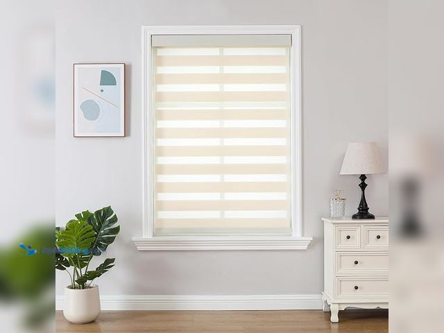Lot 49-1623417 - Joydeco Cordless Zebra Blinds (Pro), Dual Layer Light Control Zebra Blinds for Windows, Light-Proof ...