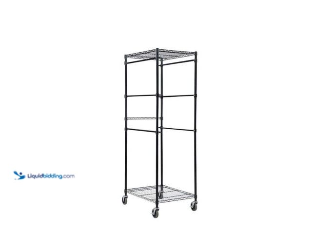 Lot 49-5552715 - HDX Steel Wire Storage Tote Rack w/Casters for 27 Gal Totes Black 22x69x28.5" Model #HD27BINBPS. Unu...