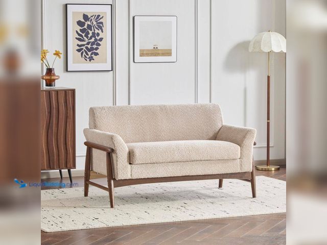 Lot 49-2000766 - Christopher Knight Home Tora Modern 57.5 in. W Boucle Fabric Cushioned 2-Seater Loveseat Sofa, Solid...