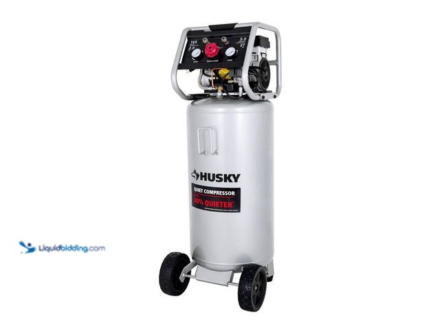 Lot 49-5543451 - Husky
27 Gal.165 PSI Vertical Electric Oil-Free Quiet Auto/Workshop Air Compressor with Dual Gauges...